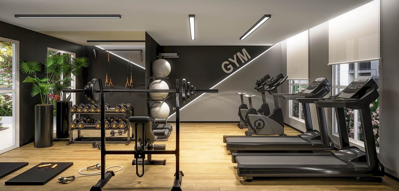 Academia do Nova Irajá com esteiras, bicicletas ergométricas e aparelhos de musculação